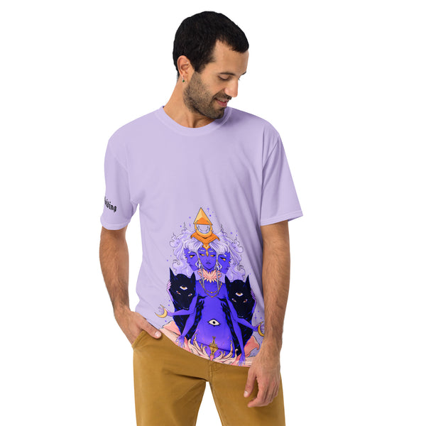 Hecate men's sublimation t-shirt featuring vibrant goddess artwork and lightweight, comfortable fabric.