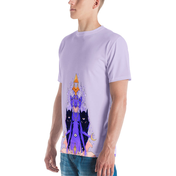 Men's sublimation t-shirt featuring original Hecate artwork with vibrant colors and a comfortable fit.