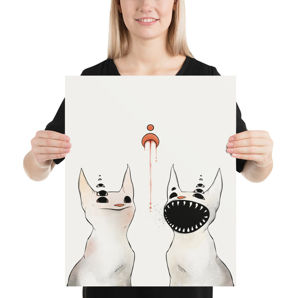 Two Creepy Cats, Matte Art Print Poster