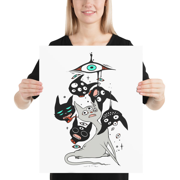 Cat Heads, Matte Art Print Poster