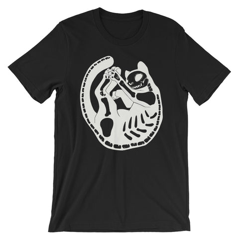 Cat Skeleton Black Unisex T-Shirt