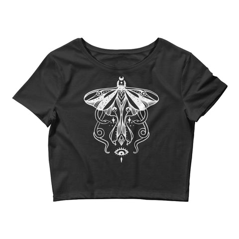black luna moth crop top
