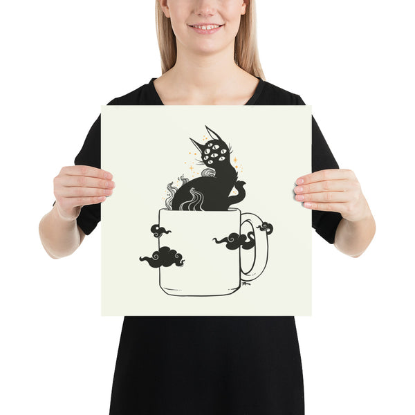 Cat In Coffee Mug, Matte Art Print Poster