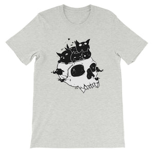 Black Cats & Skull, Unisex T-Shirt, Athletic Heather