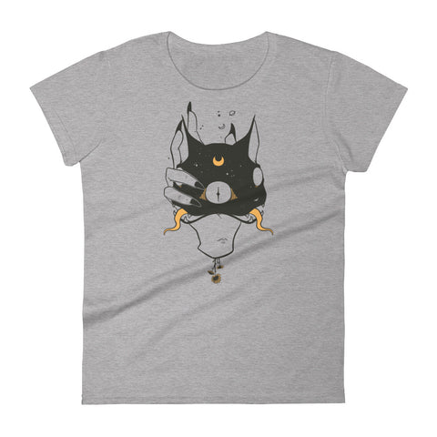 Two Headed Witch Cat, Ladies T-Shirt