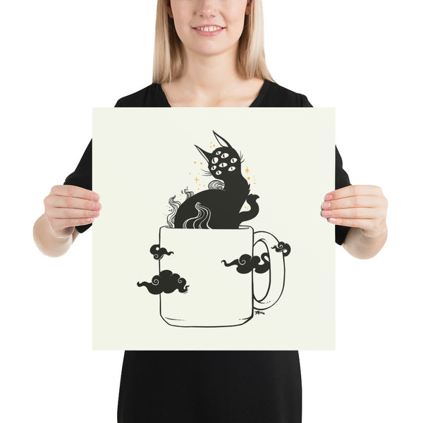 Cat In Coffee Mug, Matte Art Print Poster
