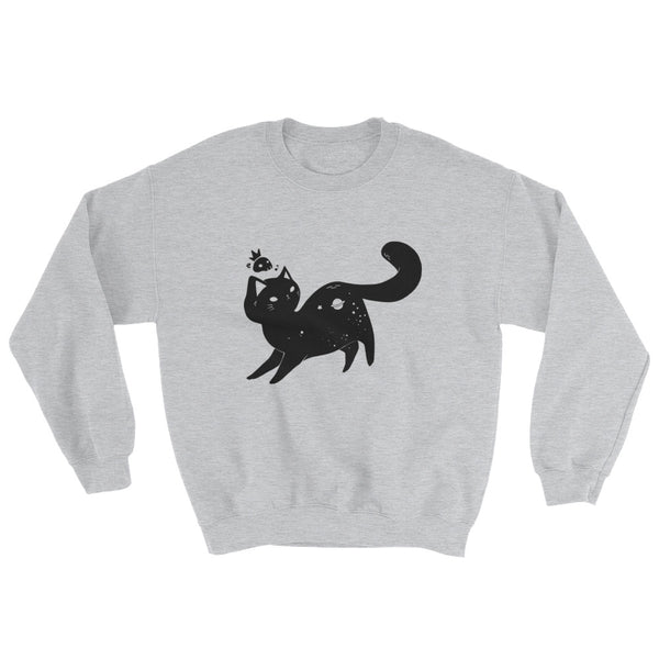 Space Cat, Unisex Sweatshirt, White Or Gray