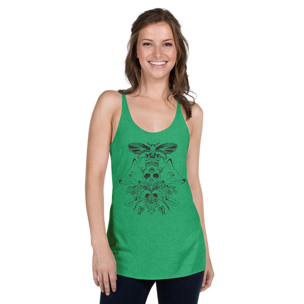 Foxes And Skull, Racerback Tank Top