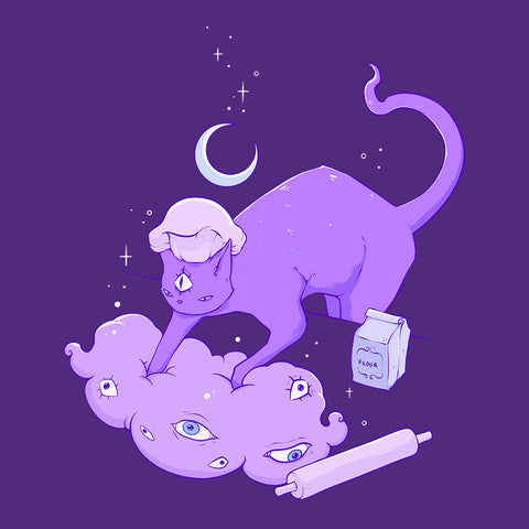 Cat Making Biscuits, Matte Art Print Poster