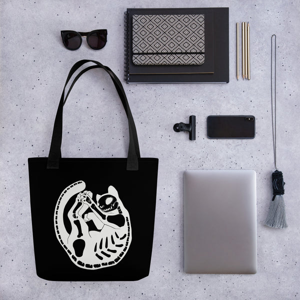Skeleton Cat, Tote Bag