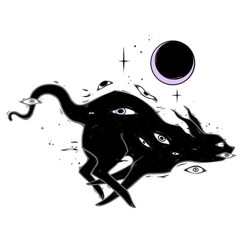 Black Cat Running Art Print, Goth Wall Art