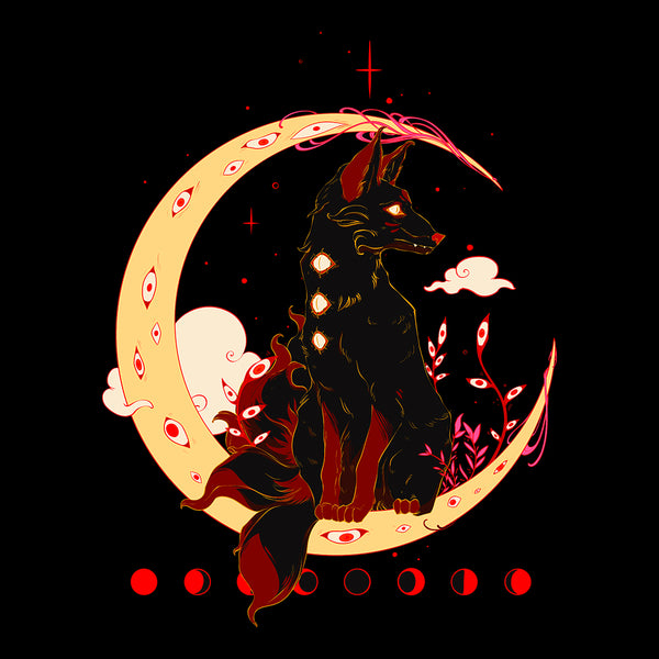 Kitsune Fox Art Print, Anime Wall Art