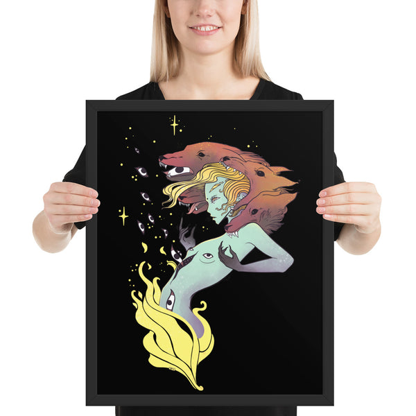 Witch And Wolves, Framed Art Print