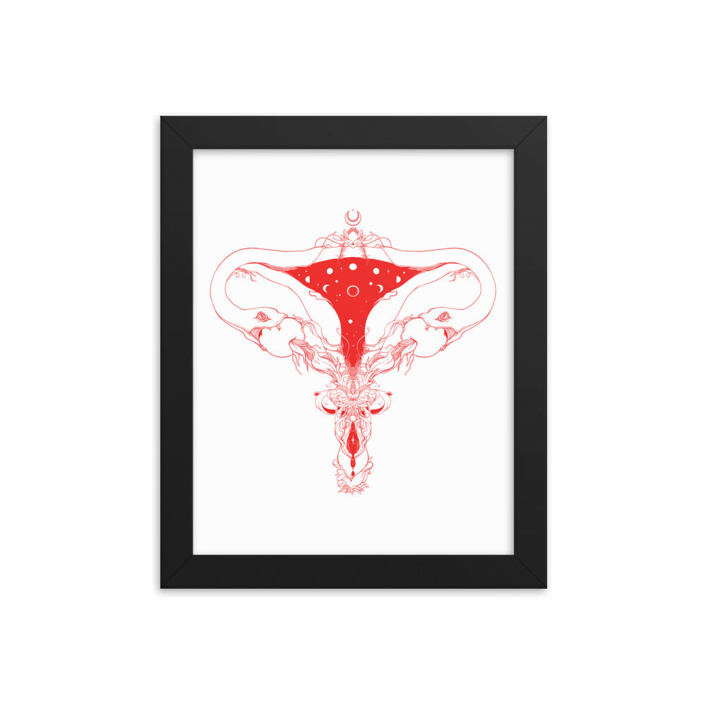 Snake Uterus Lilith, Framed Art Print