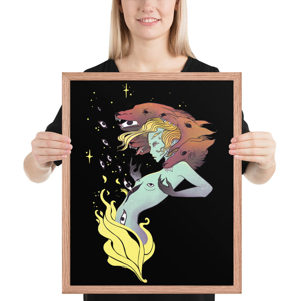 Witch And Wolves, Framed Art Print