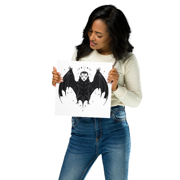 Witch Bat Woman Art Print, Gothic Wall Art