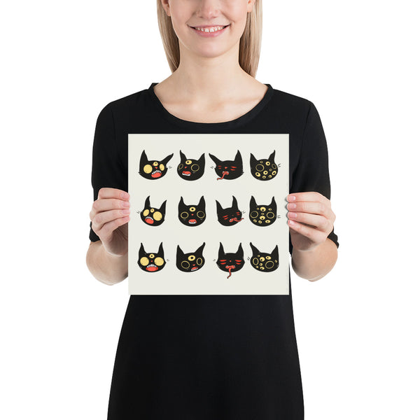 Cat Faces, Matte Art Print Poster