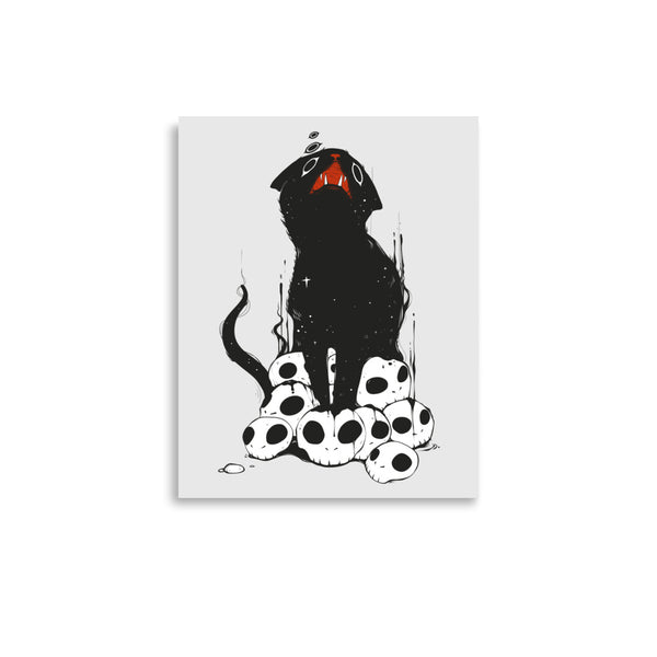 Cat On Skulls 2, Matte Art Print Poster