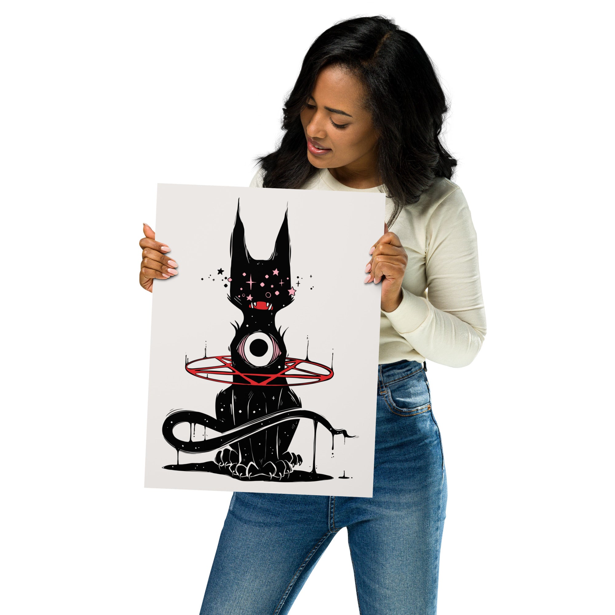 Black Cat Art Print, Alt Wall Art