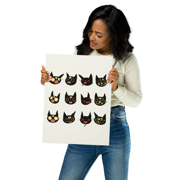 Cat Faces, Matte Art Print Poster