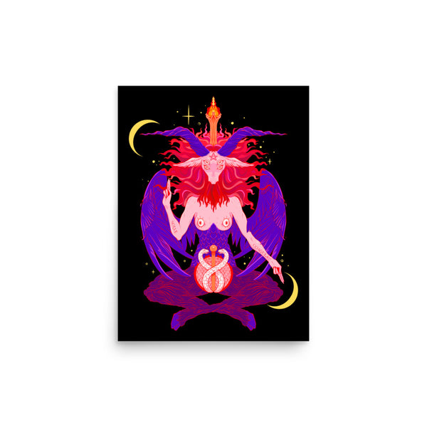 Baphomet 2, Matte Art Print Poster featuring a vibrant original illustration with mystical elements.