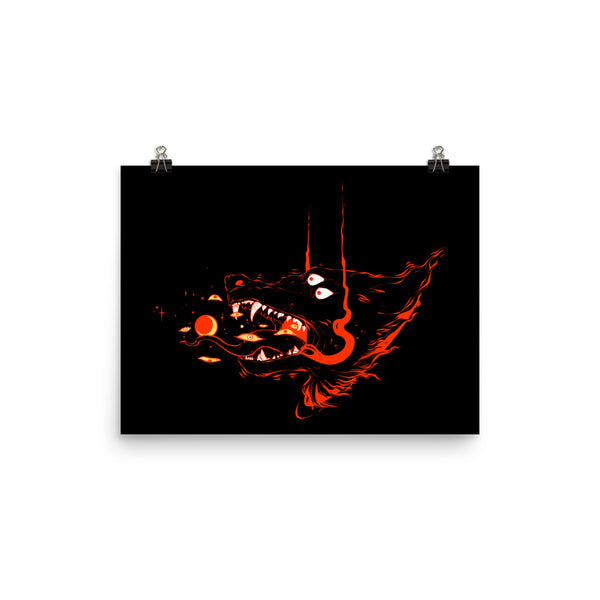 Fire Wolf On Dark, Matte Art Print Poster