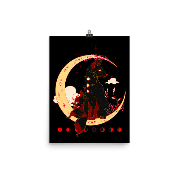 Kitsune Fox Art Print, Anime Wall Art