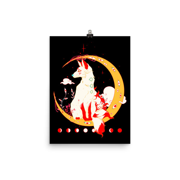 Kitsune Fox Art Print, Anime Wall Art