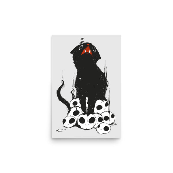 Cat On Skulls 2, Matte Art Print Poster