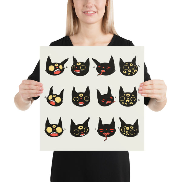 Cat Faces, Matte Art Print Poster