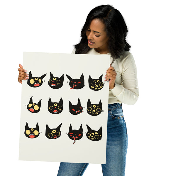 Cat Faces, Matte Art Print Poster