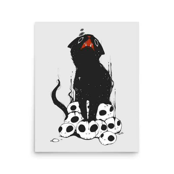 Cat On Skulls 2, Matte Art Print Poster