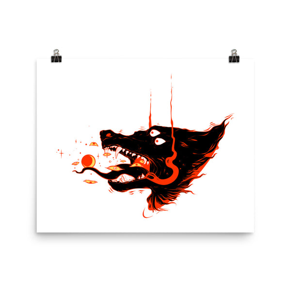 Fire Wolf On Light, Matte Art Print Poster