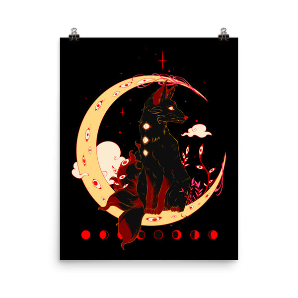Kitsune Fox Art Print, Anime Wall Art