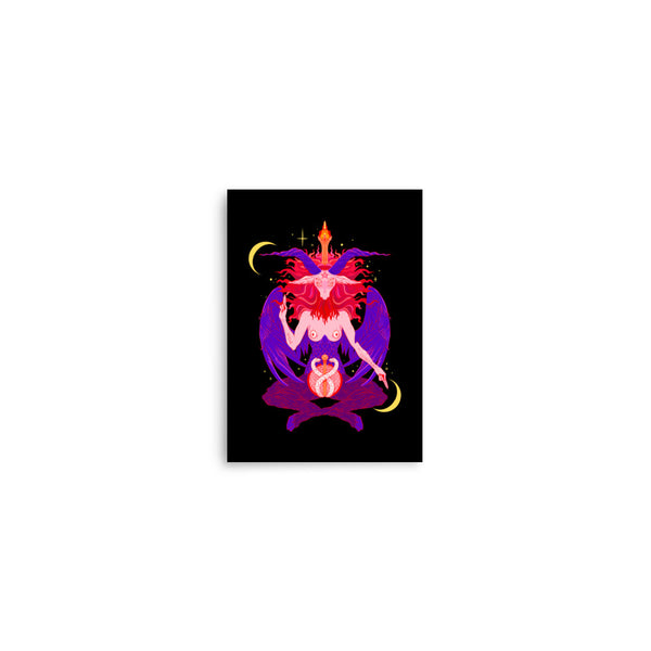 Baphomet 2, Matte Art Print Poster featuring vibrant illustration on a black background.