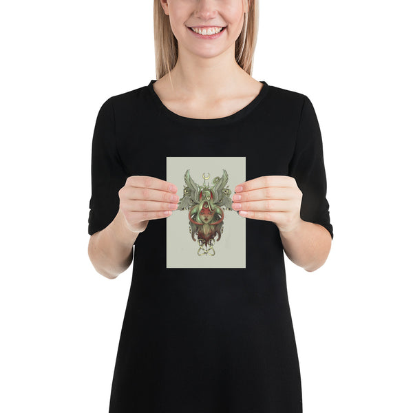 Demon Angel Anime Girl Art Print, Gothic Wall Art