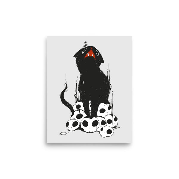 Cat On Skulls 2, Matte Art Print Poster