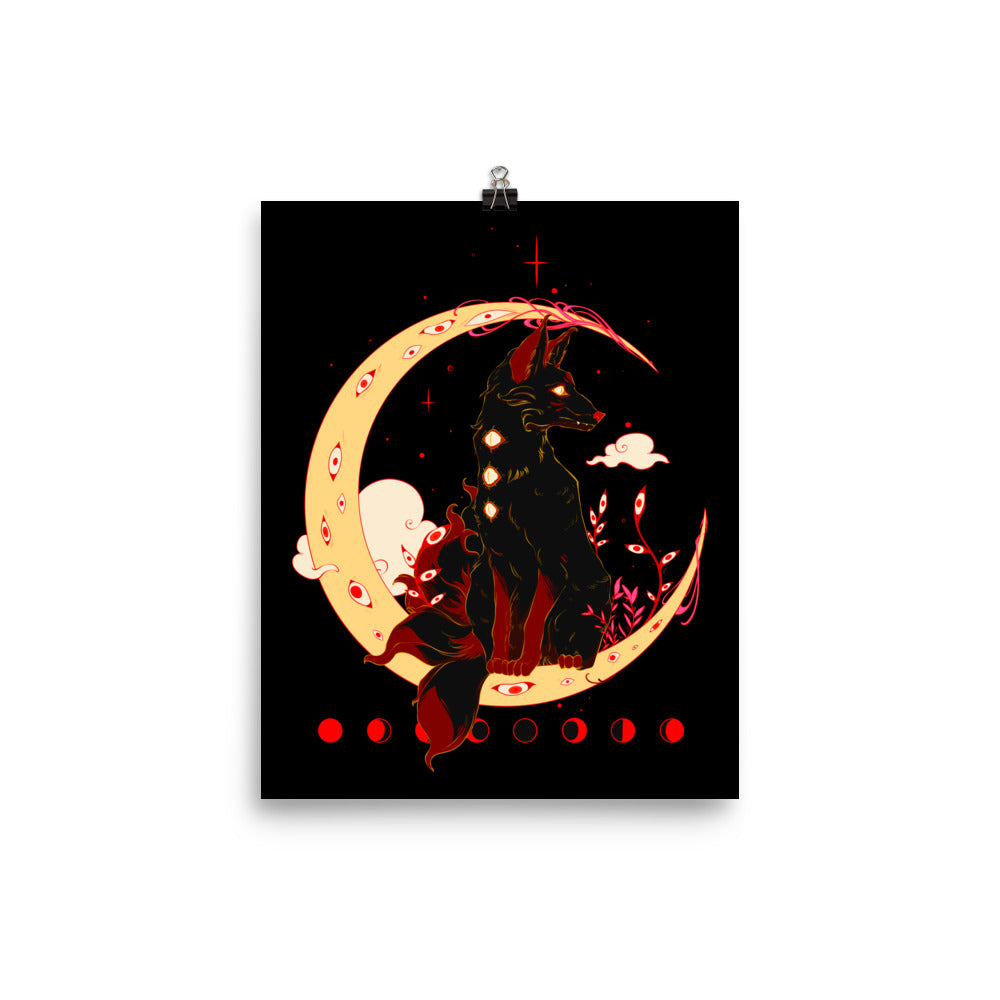 Kitsune Fox Art Print, Anime Wall Art