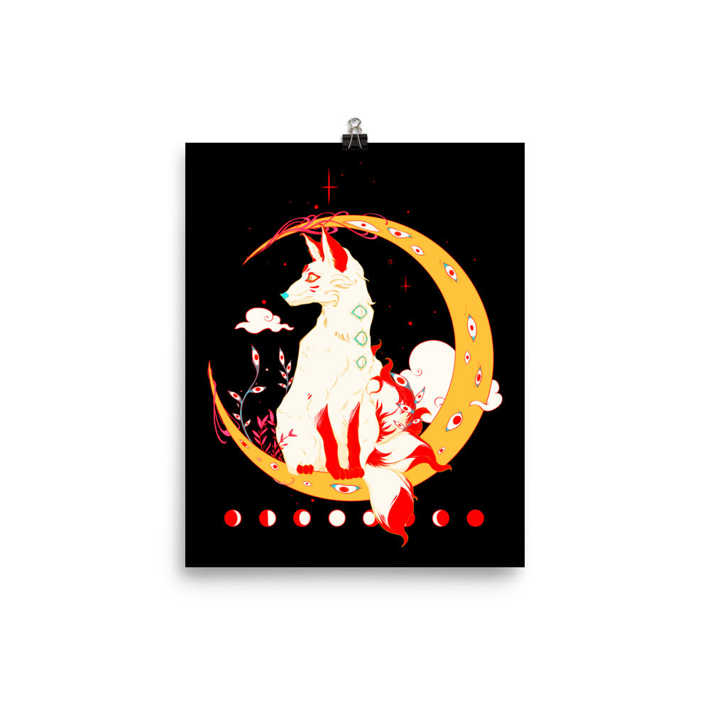 Kitsune Fox Art Print, Anime Wall Art