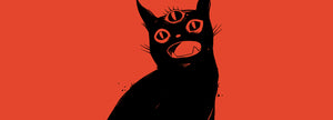 artwork of a black cat with a third eye by Jennifer O'Toole