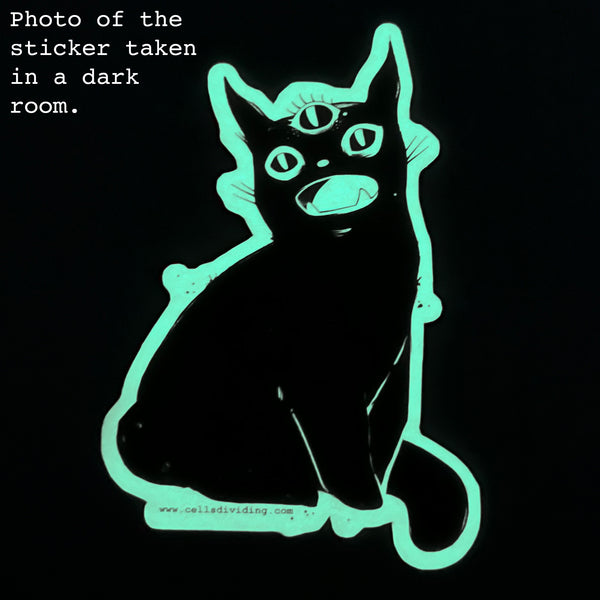 Third Eye Cat, Glow In The Dark Sticker