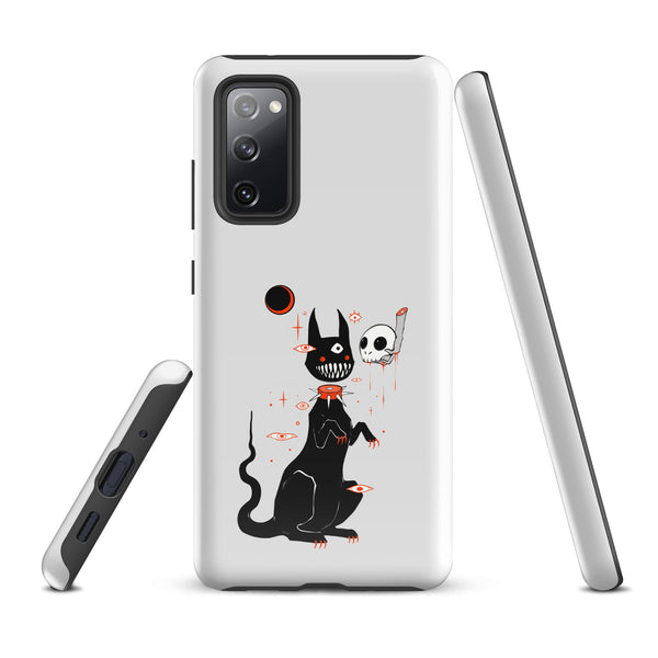 Black Cat And Skull, Tough case for Samsung® featuring a cute black cat illustration with skull.