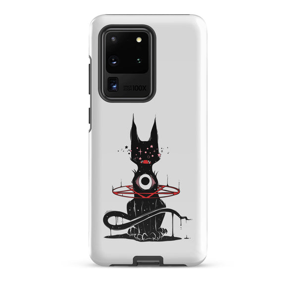 Demon Cat, Tough case for Samsung® featuring original illustration of a black demon cat with a mystical design.