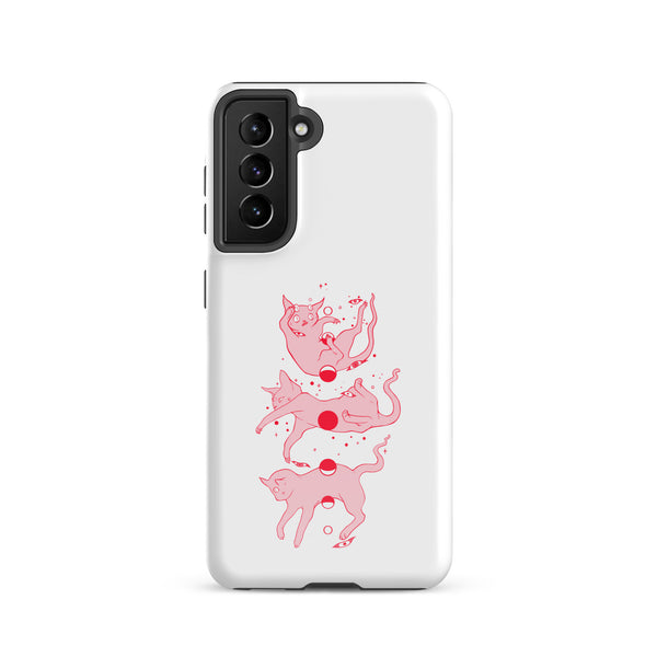 Cat Phases, Tough case for Samsung® featuring pink illustrated cats.
