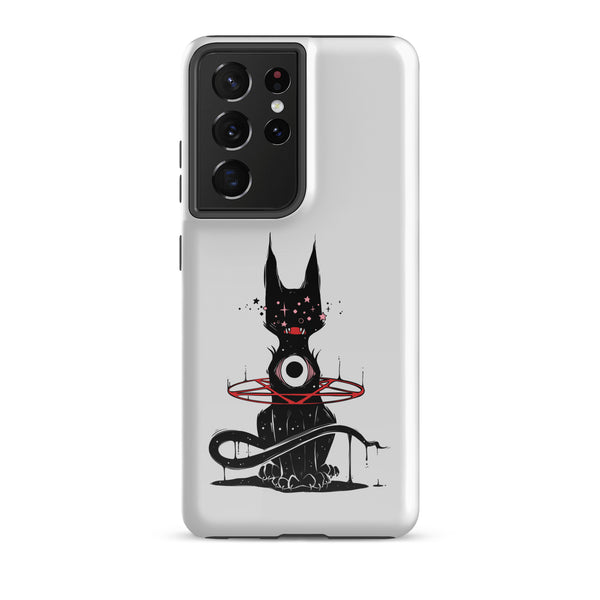 Demon Cat, Tough case for Samsung® featuring an original illustration of a demon cat on a protective phone case.