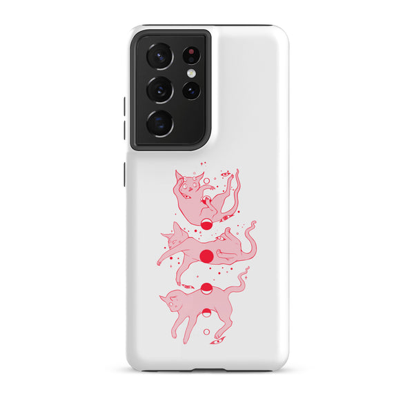 Cat Phases, Tough case for Samsung® featuring original illustration of cats with moon phases.