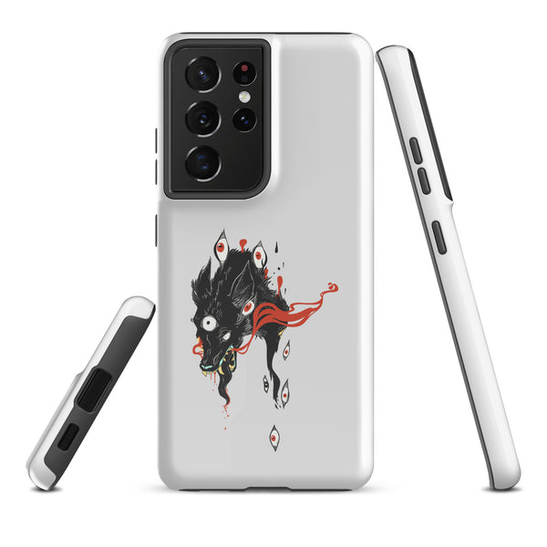 Wolf, Tough case for Samsung® with unique wolf illustration, impact-resistant design for Galaxy S21 Ultra.