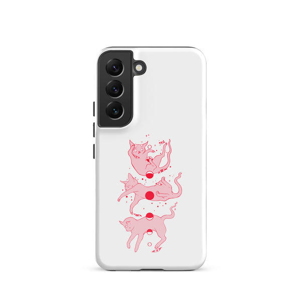 Cat Phases, Tough case for Samsung® featuring original cat illustration with moon phases