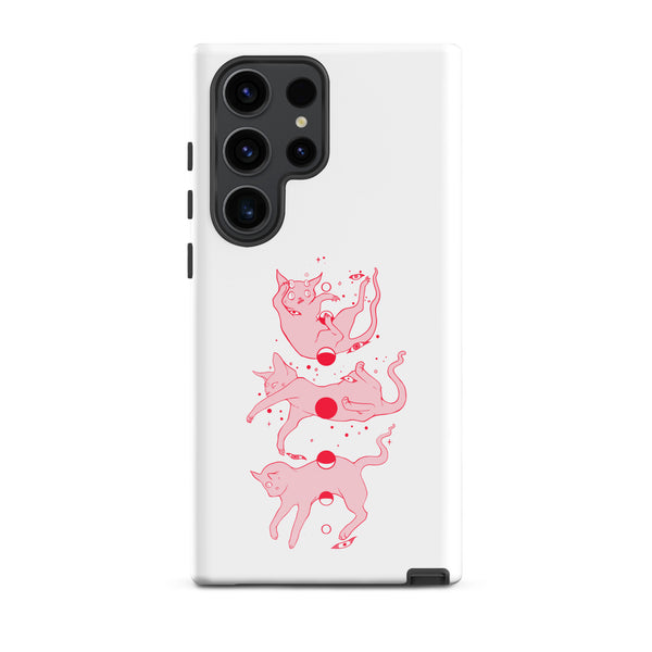 Cat Phases, Tough case for Samsung® featuring original illustration of cats and moon phases.