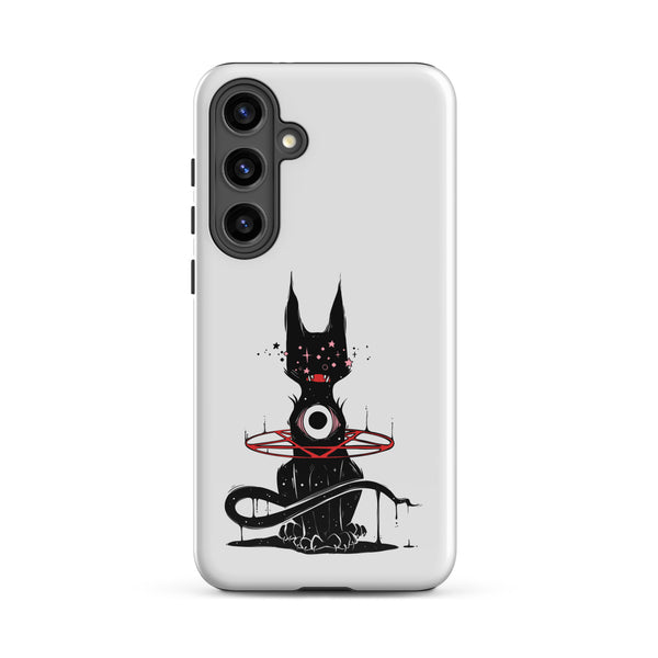 Demon Cat, Tough case for Samsung® featuring original illustration of a black demon cat.